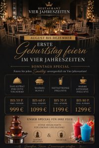 Angebote August bis Dezember 2026 Geburtstagsfeiern